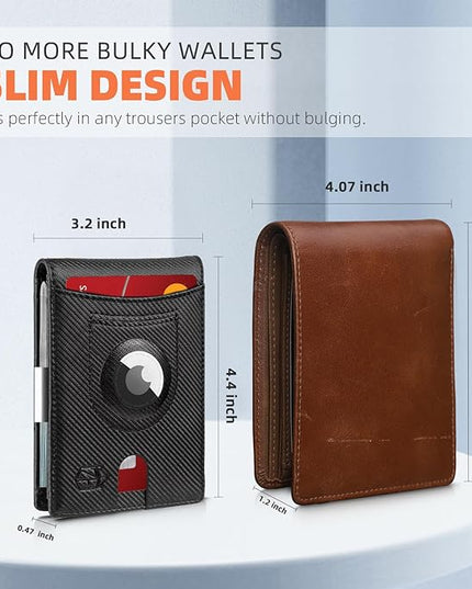 Zitahli Men's Wallets Airtag Holder Slim Rfid Leather with Gift Box
