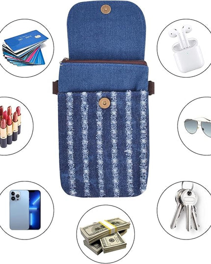 Women's Small Crossbody Bags Canvas Cellphone Purse Coin Pouch Wallet Mini Shoulder Handbags Wristlet Clutch