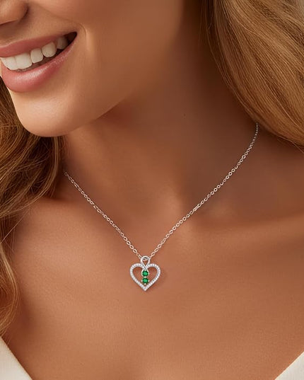 LOUISA SECRET Infinity Double Birthstone Necklace, 925 Sterling Silver Tiny Pendant Heart Necklace for Women Wife Her, Best Jewelry Gift Heart Jewelry Meaningful Gift for Valentine's Day, Christmas, Birthday Anniversary