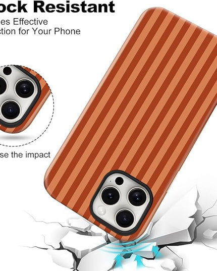 Magnetic for iPhone 11 Case Cute Stripes Phone Case, Shockproof Slim TPU and Hard PC Protective Phone Cover Compatible with MagSafe Designed for Women Girls, Deep Brown