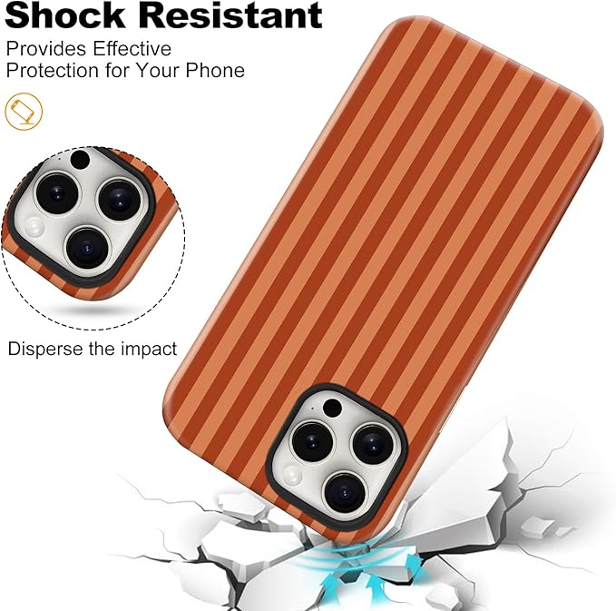 Magnetic for iPhone 11 Case Cute Stripes Phone Case, Shockproof Slim TPU and Hard PC Protective Phone Cover Compatible with MagSafe Designed for Women Girls, Deep Brown