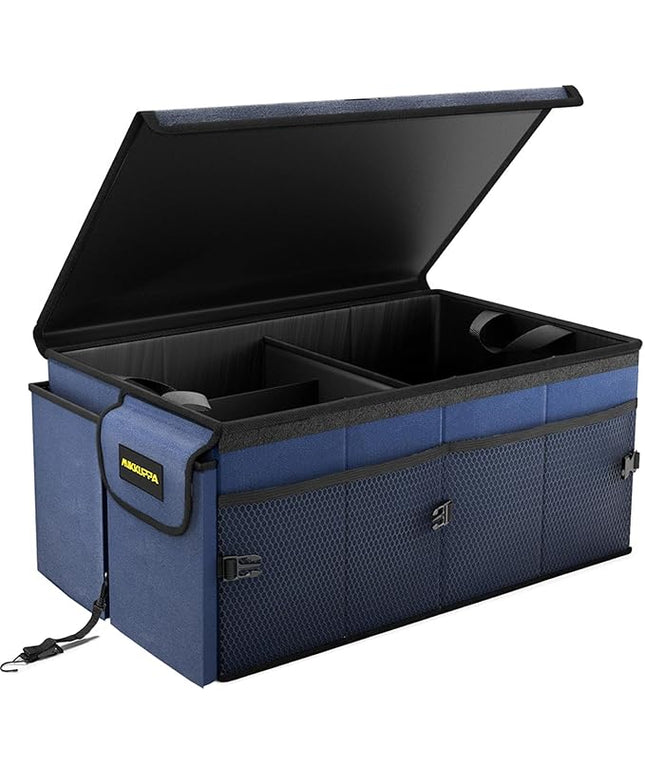 MIKKUPPA Car Trunk Organizer - 65L Collapsible Trunk Organizer with Lid, Sturdy Car Storage for SUV Auto Truck Van with Adjustable Straps and Non Slip Bottom (Blue)