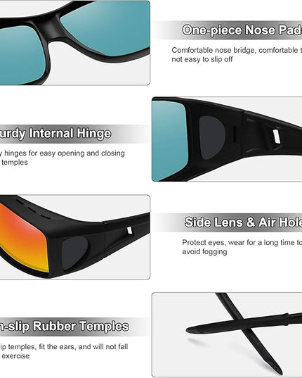 MEETSUN Fit Over Glasses Sunglasses for Men Women,Wrap Around Sunglasses Polarized UV400 Protection