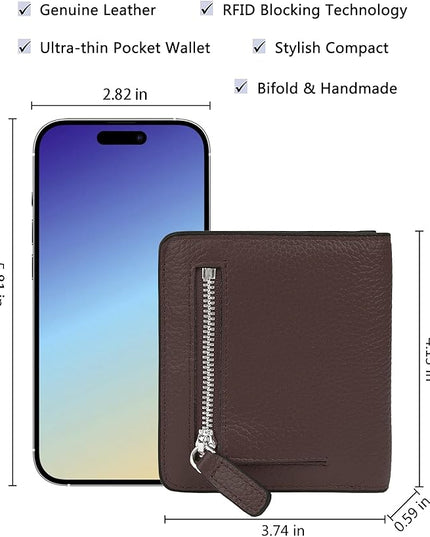 AINIMOER Small Leather Wallet for Women, Ladies Credit Card Holder RFID Blocking Women's Mini Bifold Pocket Purse
