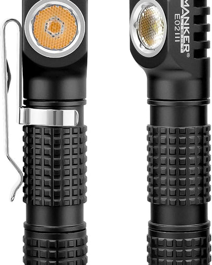 Manker E02 III Everyday-Carry Flashlight, USB-C Rechargeable 10440 / AAA Flashlight, Pocket EDC Flashlight with Magnetic Tail, Reversible Clip (400 Lumens NICHIA 519A-v1 4000K R9080, Black)