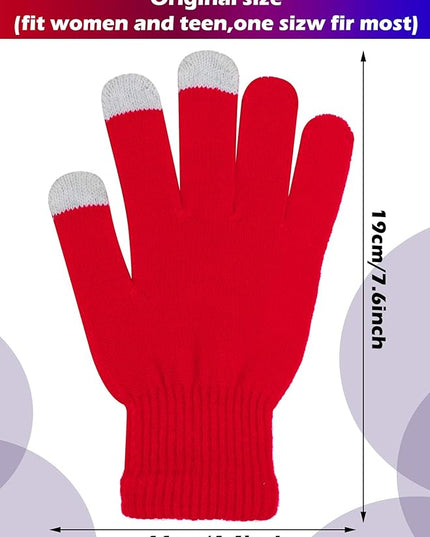 Pangda 12 Pairs Winter Touch Screen Gloves for Men Women Stretch Knitted Texting Gloves Warm Windproof Solid Color Mittens