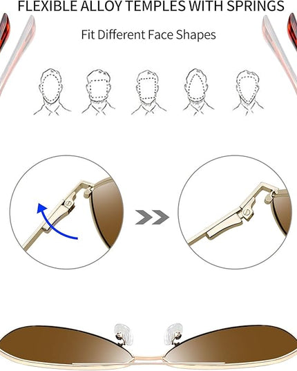 Joopin Polarized Metal Aviation Sunglasses Men, Classic Military Sun Glasses Women, Rectangle Shades UV400 Protection Costume