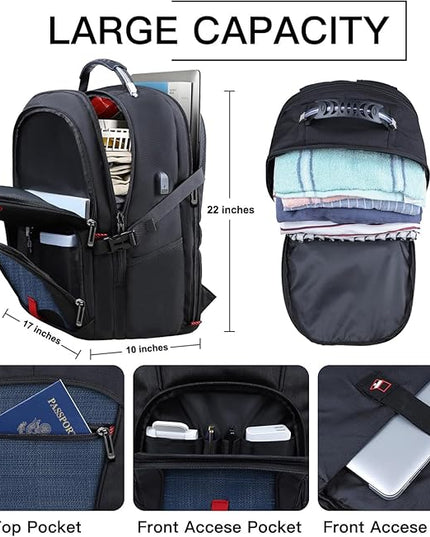 Laptop Backpack, 18.4 Inch Laptop Backpacks for Men Women with USB Port, 55L Anti Theft Water Resistant College Bussiness TSA Airline Approved Work Computer Backpack, Blue
