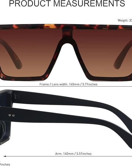 LYZOIT Square Oversized Sunglasses for Women Men Big Flat Top Fashion Shield Large UV Protection Rimless Shades