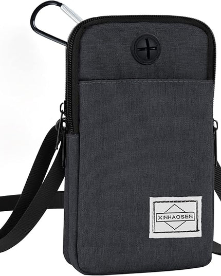Cell Phone Purse Waist Pack Bag Travel Crossbody Bag Wristband Sport Armband Wallet with Removable Shoulder Strap (Dark Grey)