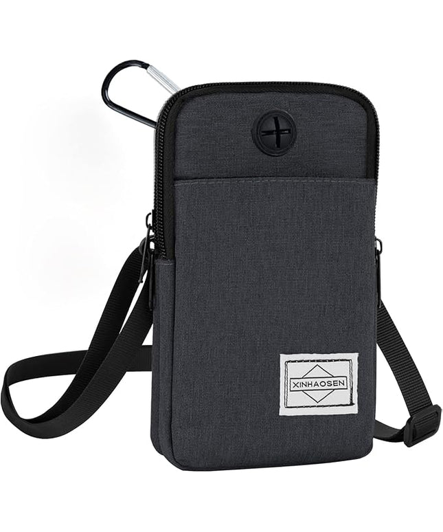 Cell Phone Purse Waist Pack Bag Travel Crossbody Bag Wristband Sport Armband Wallet with Removable Shoulder Strap (Dark Grey)