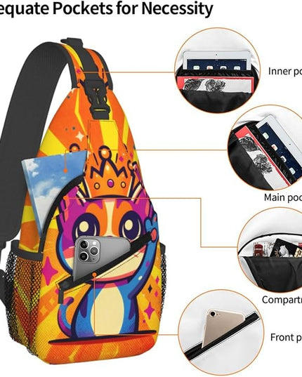 Animal Face Sling Bag Crossbody Bags Chest Bag Backpack for Travel Running and Hiking for Men Women Colorful Cat 2