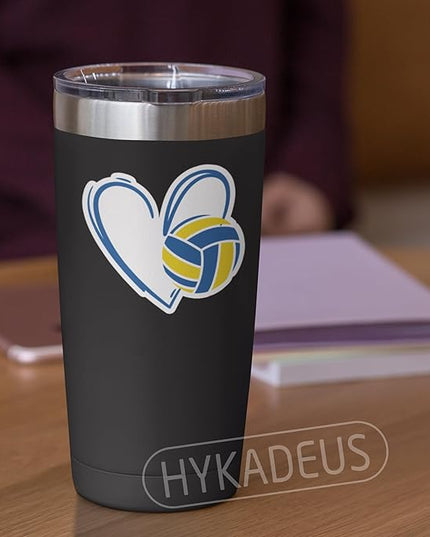 (3Pcs) Blue Volleyball Stickers Volleyball Heart Decals Waterproof Vinyl Sticker for Water Bottle, Tumbler, Phone Case, Poster Board, Laptop, Scrapbooking, Team Players, Coach, 3" x 2.8"