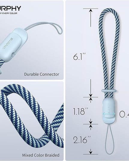 SURPHY 2 Pack Phone Lanyard for Cellphone Case, Phone Wrist Strap for Case, Cellphone Strap with 2-Color Braided, Charm Wrist Lanyard for Women and Men, Cloud Blue & Gray