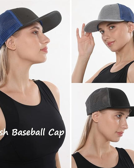 kozinu Unisex Trucker Hats Blank Mesh Snapback Hats Sport Plain Baseball Caps Adjustable Fitted Hat