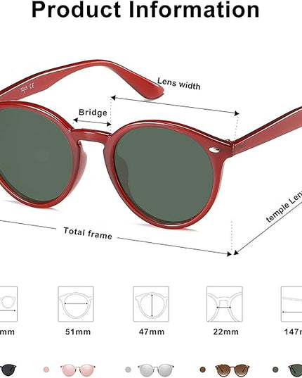 SOJOS Retro Round Polarized Sunglasses for Women Men Classic Vintage Sunnies SJ2069