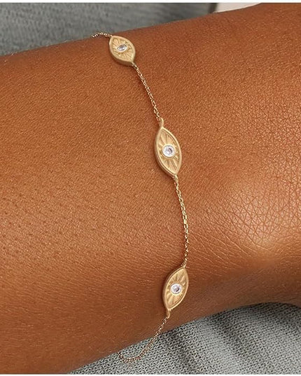 FUNEIA Dainty Silver Gold Bracelets for Women Trendy Non Tarnish 14K Gold Plated Waterproof Diamond Bracelets Cute Stackable Heart Butterfly Clover Cross Evil Eye Charm Bracelet Stack Jewelry Gifts
