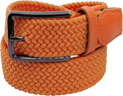 Falari Men Women Multicolored Elastic Stretch Braided Belt Canvas Fabric Woven No Holes Belt