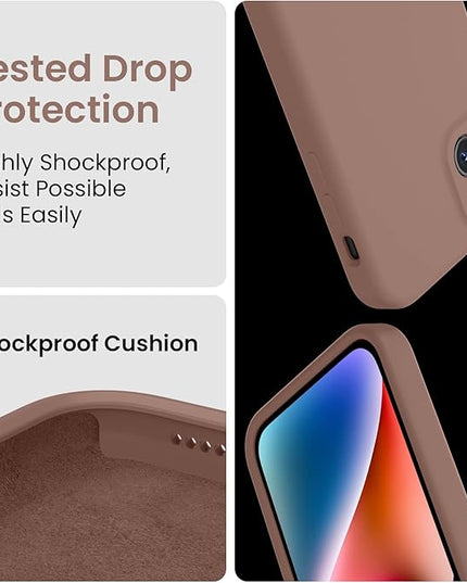 FireNova Designed for iPhone 13 Case, Silicone Upgraded [Camera Protection] Phone Case with [2 Screen Protectors], Soft Anti-Scratch Microfiber Lining Inside, 6.1 inch, Light Brown