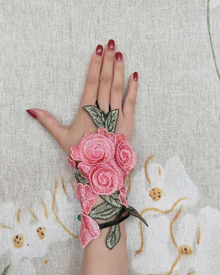 Specell Embroidered Flowers Lace Fingerless Gloves - for Bridal Wedding Cocktail Tea Party Evening Prom Costumes Cosplay