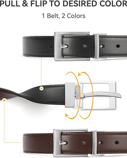 CHAOREN Reversible Belt Men 1 Piece - 1.25" Leather Dress Belt - Trim to Fit for Elegant Style