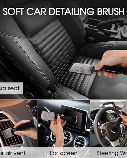 3 PCS Car Interior Detail Dust Brush,Soft Car Interior Detailing Kit Tools,Dash Duster Brush for Auto,Truck,SUV,RV Interior Cleaning