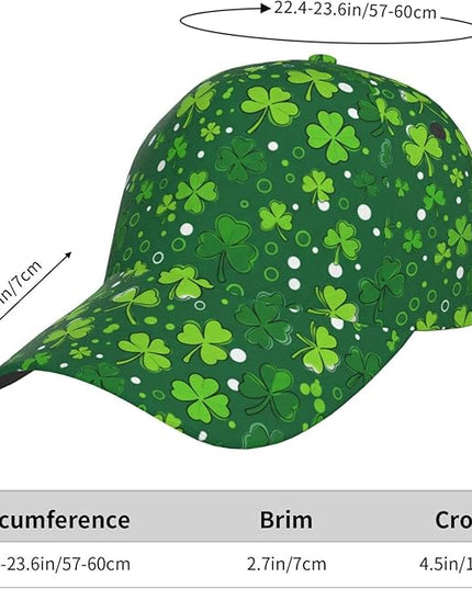 St. Patrick's Day Baseball Cap, Irish Green Clover Trucker Hat for Men Women, Fashion Adjustable Sun Visor Dad Hat