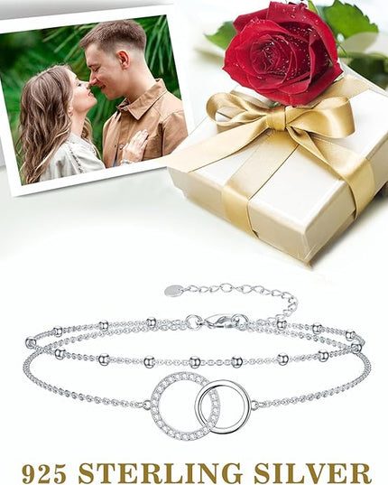 Dorunmo 925 Sterling Silver Infinity Heart Cross Circle Evil Eye Anklet Bracelets for Women Mother's Day Jewelry for Wife Girlfriend Mom Her