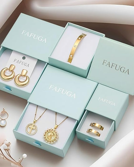 18 K Gold Plated Love Bangle Bracelet Stack Cuff Jewelry for Women Jewelry Set for Women Gift with Box