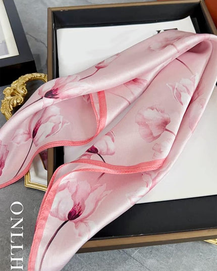 100% Mulberry Silk Scarf for Women Hair Lightweight Square Neckerchief Wrap For Head Scarves 21"