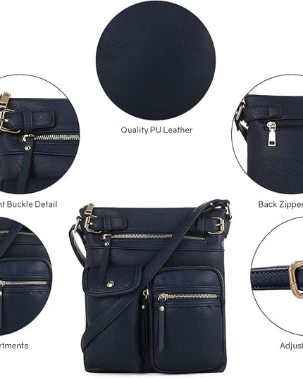 SG SUGU Katie Lightweight Medium Crossbody Bag Shoulder Bag with Multi Pocket for Women