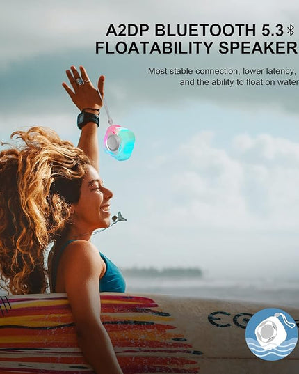 comiso Shower Bluetooth Speaker, Waterproof Bluetooth Speakers IPX7, Floating Portable Wireless Speaker with LED Light, Loud HD Sound and Bass for Travel Beach Shower, Ideal Gifts for Men and Women