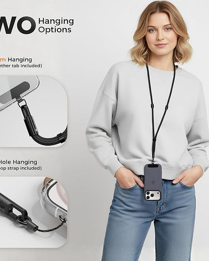 SURDOCA 3-In-1 Phone Lanyard for Crossbody, Neck & Wrist, Adjustable Anti Theft Phone Strap with Tether Tab & Loop Strap - Universal for Most Smartphones, Camera, Key - Travel Essentials