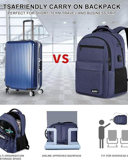 Laptop Backpack for Men Teens Boys, Water-Resistant 15.6 Inch College Bookbag with USB Charging Port, School Backpack for Students, Blue