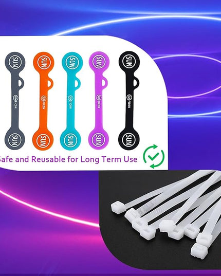 SUNFICON 18 Pack Magnetic Cable Clips Cable Organizers Earbuds Cords Winder Bookmark Clips Whiteboard Noticeboard Fridge Magnets USB Cable Manager Keeper Wrap Ties Straps