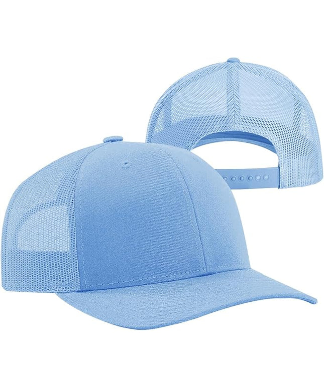 TZ Promise Men Women Plain Cotton Trucker Cap with Breathable Mesh Back, Snapback Baseball Hats