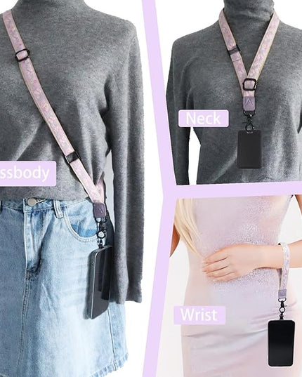 Adjustable Lanyard for Phone, Camera, Name Tags, ID card, Keychain and Wristlet Straps with 2 phone pads(Black)