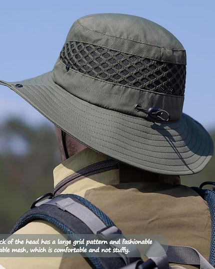 Sireck Fishing Hat, UPF50+ Wide Brim Sun Hat for Men Women, UV Protection Hiking Beach Bucket Hats Summer Safari Hat