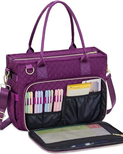 FIORETTO Teacher Tote Bag for Women with Laptop Compartment, Large Cup Holder, Zip Closure, Ideal for Work, Bible, Nurse
