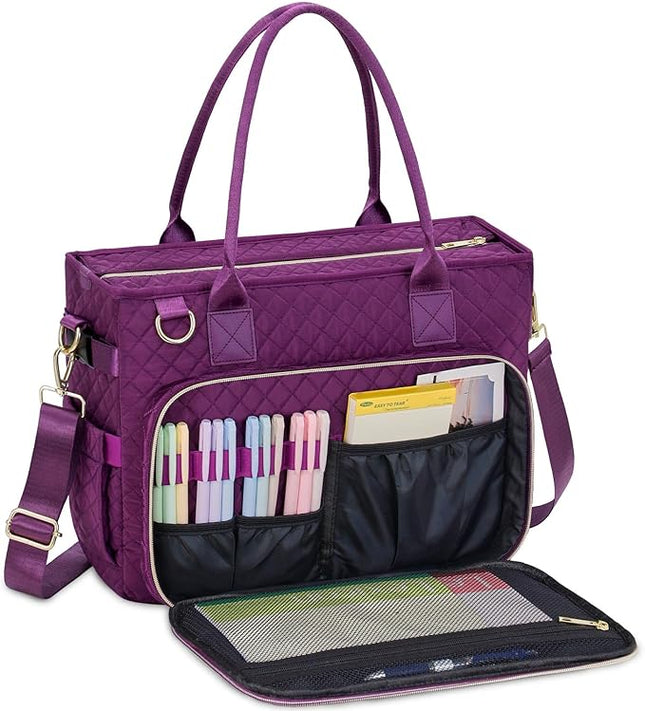 FIORETTO Teacher Tote Bag for Women with Laptop Compartment, Large Cup Holder, Zip Closure, Ideal for Work, Bible, Nurse