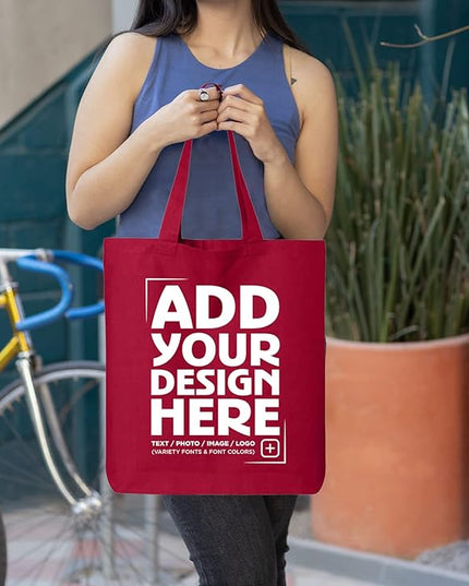 shop4ever Personalized Custom Design Your Own Eco Cotton Tote Reusable Shopping Bag Customizable Gift