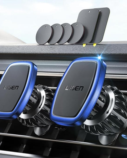 LISEN 2 Pack Magnetic Phone Holder for Your Car Mount 6 Military Magnets Car Phone Holder Mount Vent Cell Phone Holdeer Mount Vent Cell Phone Holder (Blue)