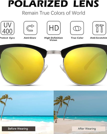 Pro Acme Semi-Rimless Polarized Sunglasses UV 400 Protection for Women Men
