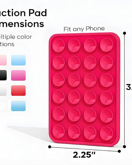 Suction Phone Case Mount, Phone Sticky Grip for iPhone and Android, Adhesive Phone Accessory, Hands-Free Mirror Shower Phone Holder for Videos and Selfies (Hot Pink)