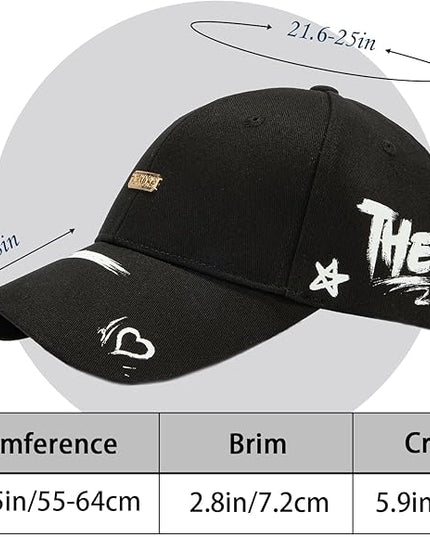 Trendy Unisex Graffiti Baseball Cap, Adjustable Cotton Baseball Cap for Men & Women, Athletic Streetwear Hat