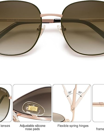 SOJOS Classic Trendy Square Sunglasses for Women Men Cute Big Frame Gold Shades SJ1137