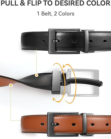 CHAOREN Reversible Belt Men 1 Piece - 1.25" Leather Dress Belt - Trim to Fit for Elegant Style