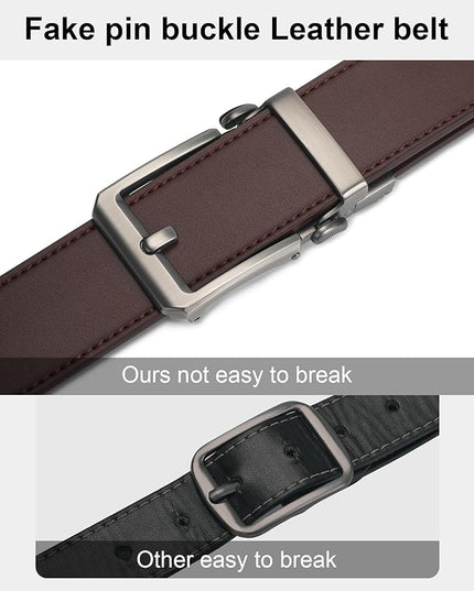 JUKMO 1.5" (38mm) Leather Ratchet Belt for Men in Gift Box