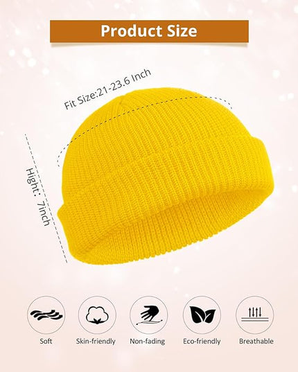 SATINIOR 4 Pieces Trawler Beanie Watch Hat Roll up Edge Skullcap Fisherman Beanie Unisex