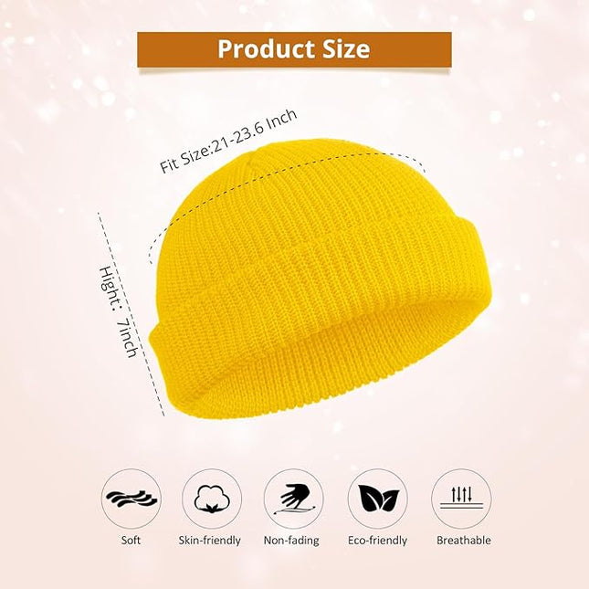 SATINIOR 4 Pieces Trawler Beanie Watch Hat Roll up Edge Skullcap Fisherman Beanie Unisex